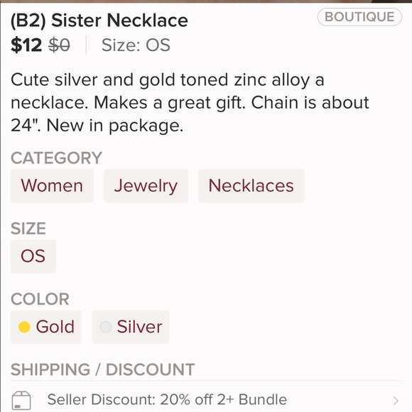 (B2) Sister Necklace - Picture 4 of 4